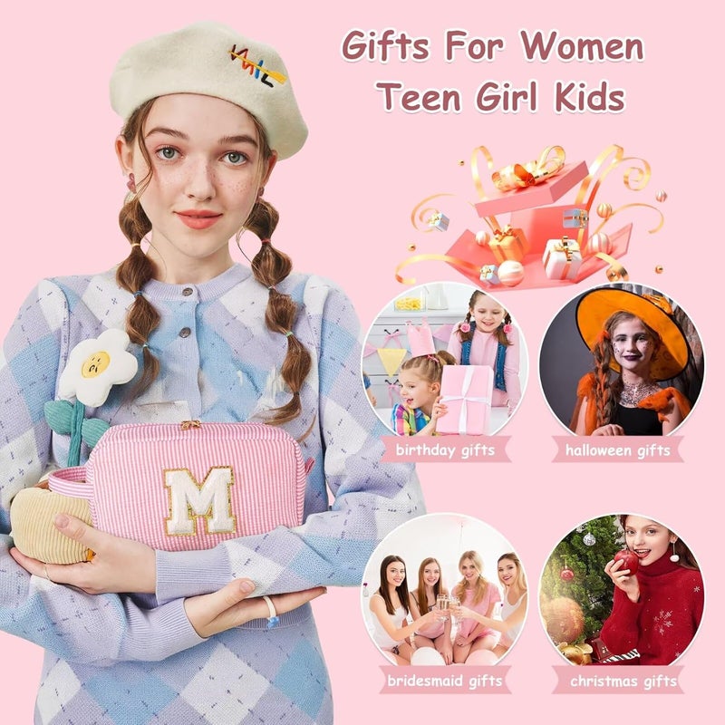 YOOLIFE Birthday Gifts for 6 7 8 9 10 11 12 13 14 15 Year Old Teen Girl - Initial Makeup Bag Letter Toiletry Pouch Cosmetic Case, Personalized Teen Girl Gifts Trendy Stuff Party Favor, Pink R - Image 3